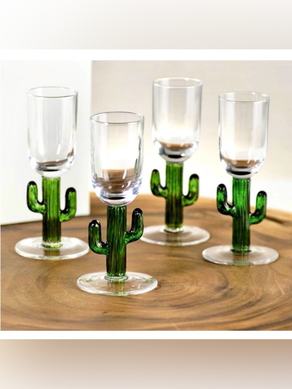 New Green Cactus Stem Shot Glasses - Set of 4 - Picture 4 of 6